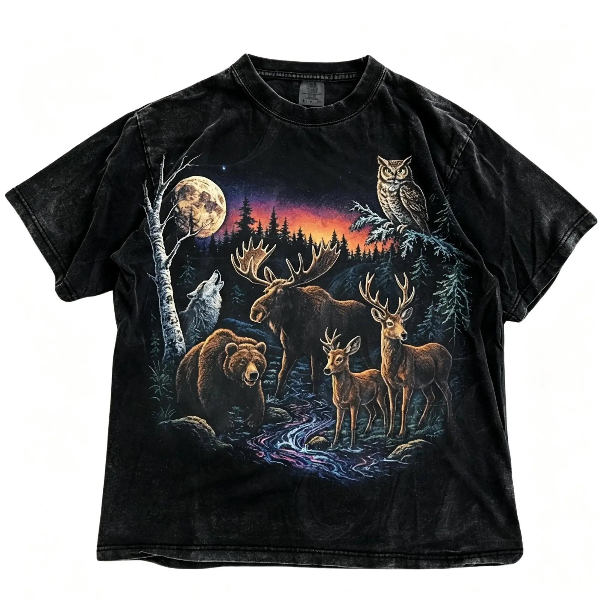 Wildlife Graphic T-Shirt, Moose Bear Wolf Deer Nature Tee, Pepper TShirt, Vintage Forest Adventure Top, Rustic Outdoor Gift