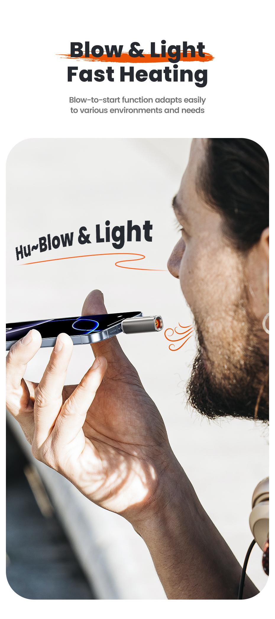 Toocki TG13/14 Type-C Mini Electric Lighter Plug&Play Blow to Light Mobile Cigarette Lighter Flameless Windproof Fast Ignition