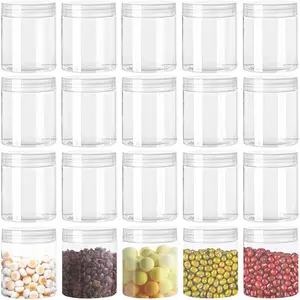 20 Pack 4oz Clear Plastic Jars with Lids, 115ml Wide-Mouth Refillable Empty Round Storage Containers for Candy, Beads, Lotion, Slime Making and Food Storage
