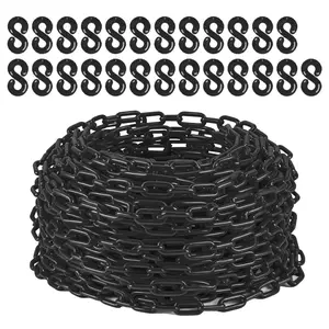 120 FT Plastic Chain Links, Safety Chain with 25 Hooks, Plastic Barrier Chains for Crowd Control, Parking Driveways Queue Lines Construction Sites UV Resistant