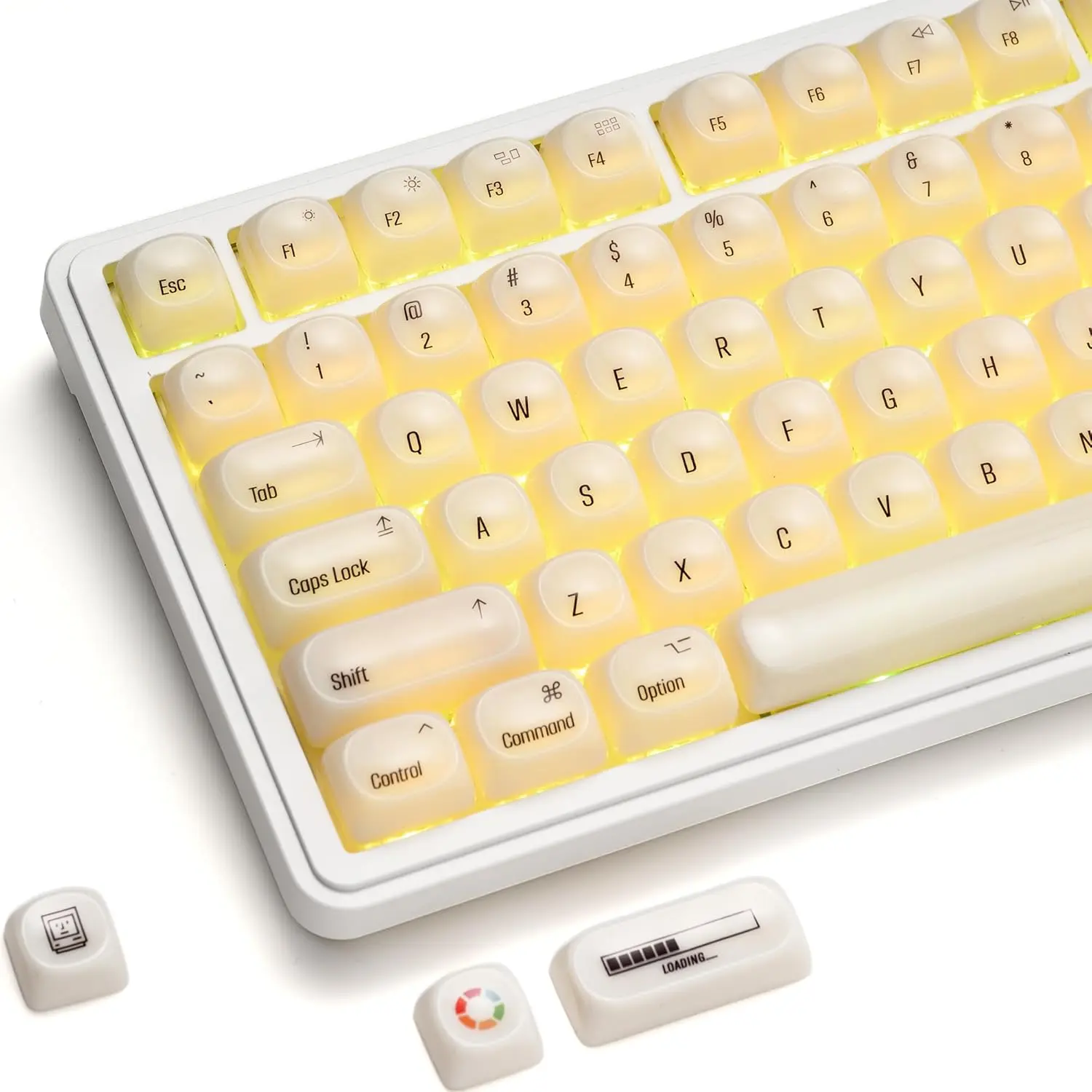 White Keycaps, XVX MOA Profile Minimalist  Style Keycap Set, Custom Cute Ceramic-Textured Keycaps for MX Switches Mechanical Keyboard-White (Only Keycap,No Keyboard)