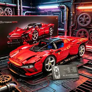3778PCS MOC Technical 1:8 Red SP3 Supercar Building Blocks Set Model Collectible Display Assembly Toy Birthday Gifts for Boys