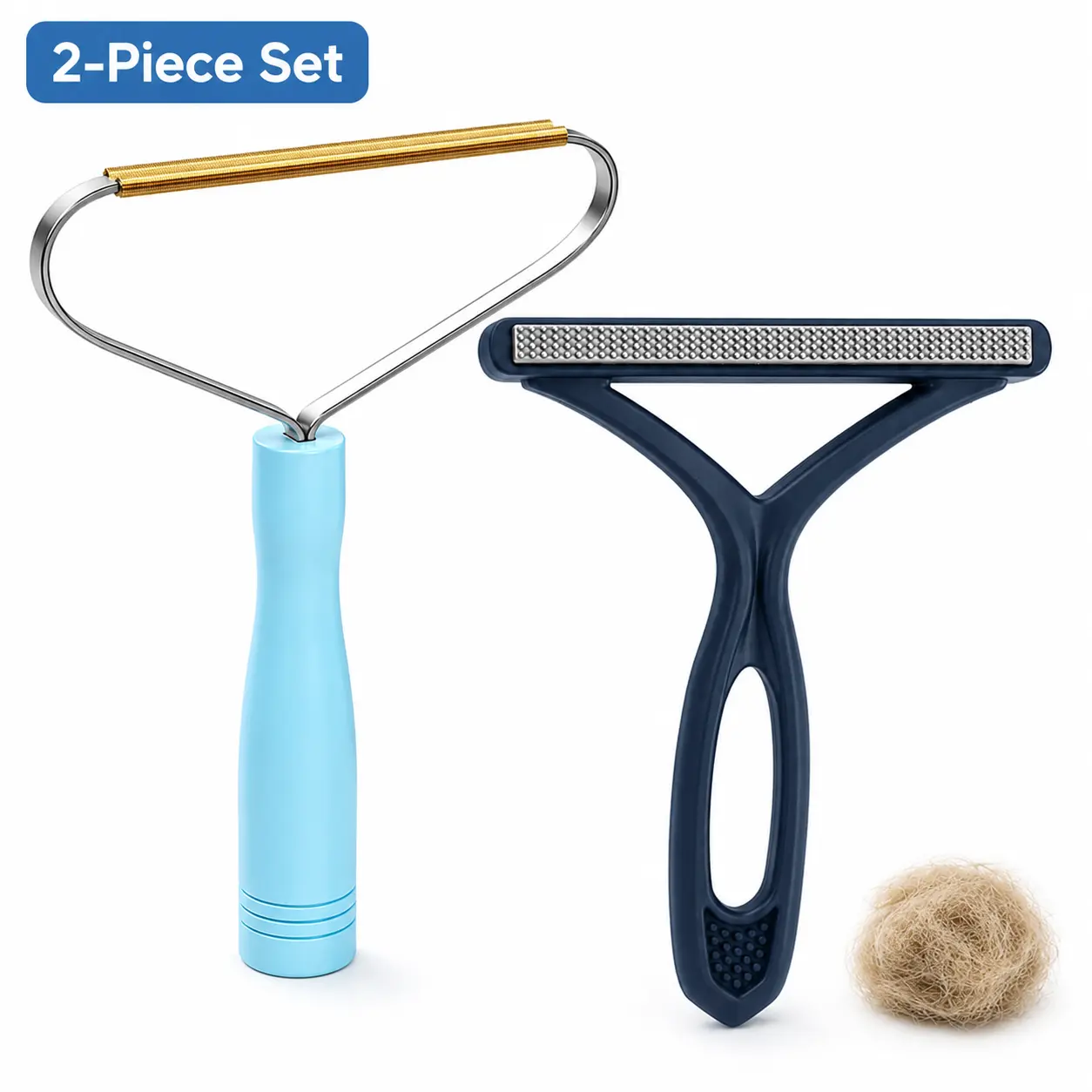 2-in-1 Pet Hair Remover Set, Dog & Cat Fur Remover with Metal Scraper and Carpet Rake for Sofas, Carpets, Rugs, Car Seats & Pet Beds
