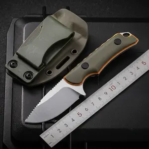 BM 15017 Fixed Blade Knife w/ Leather Sheath – 8Cr13MoV Steel, Wooden Handle, Lightweight EDC Knife for Camping, Hiking & Everyday Carry