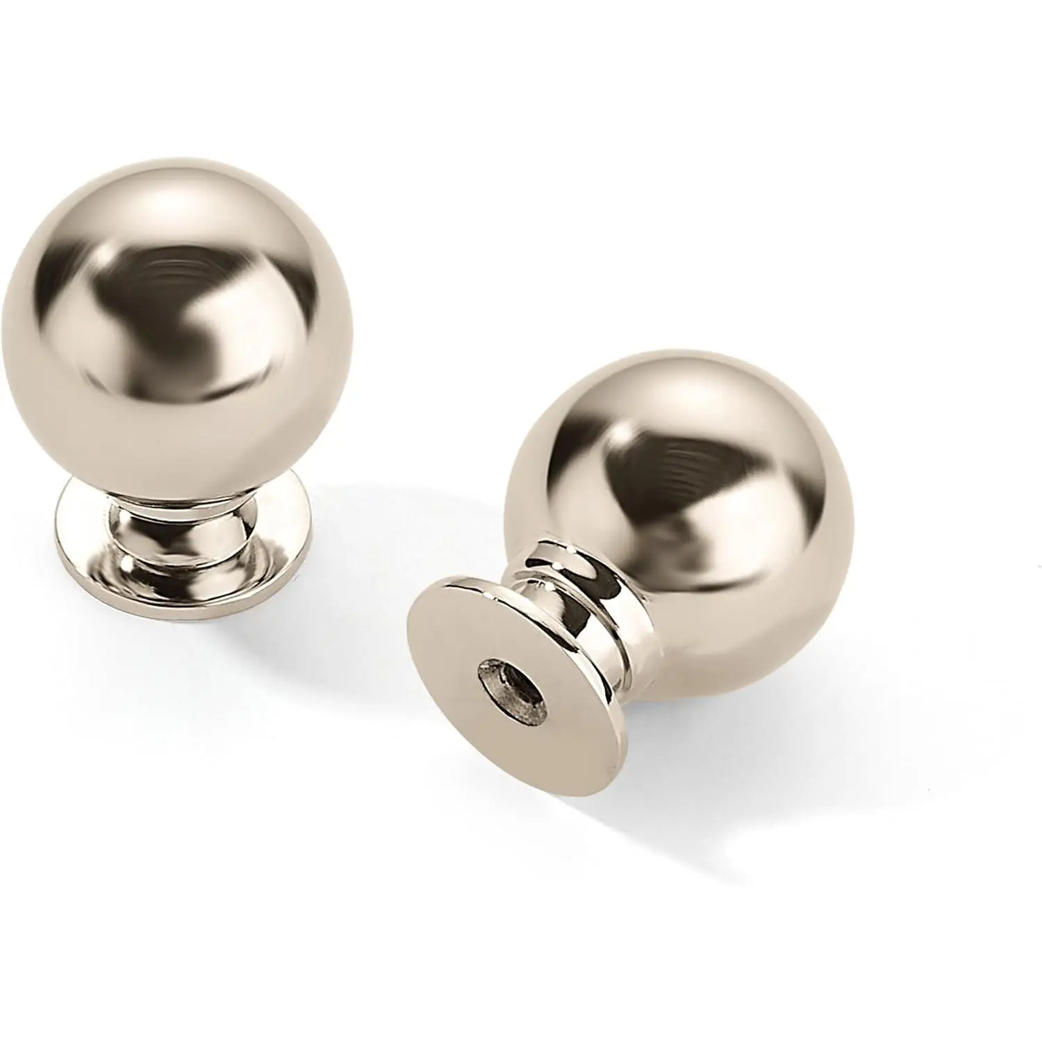 10-Pack 1" Diameter Vintage Zinc Alloy Ball Cabinet Knobs, Corrosion-Resistant Modern Minimalist Polished Nickel Kitchen Hardware for Drawers