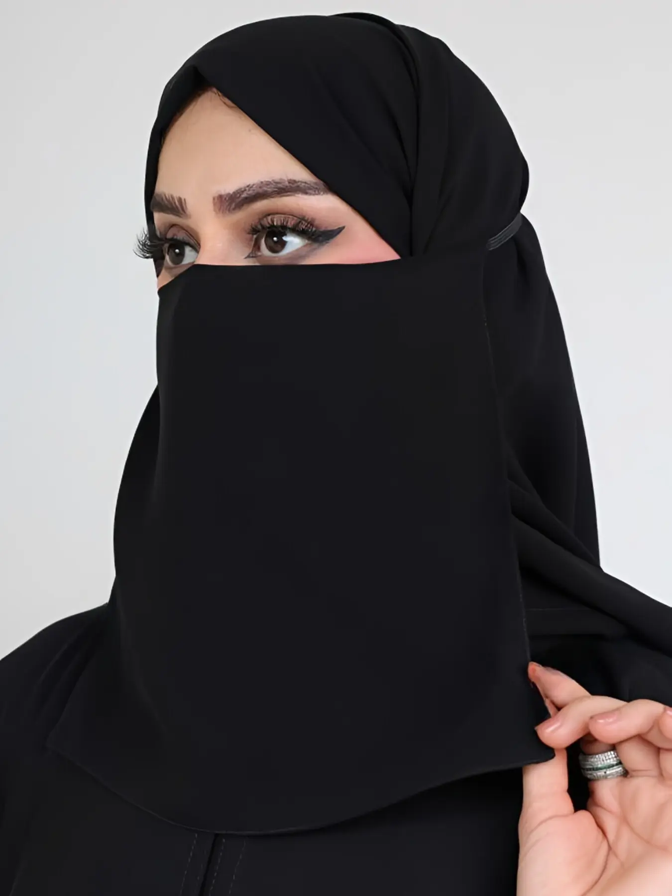 Women's Solid Color Chiffon Scarf, Soft Middle Eastern Face Cover, Conservative Elastic Band, Pure Color Veil, Suitable for Daily Use