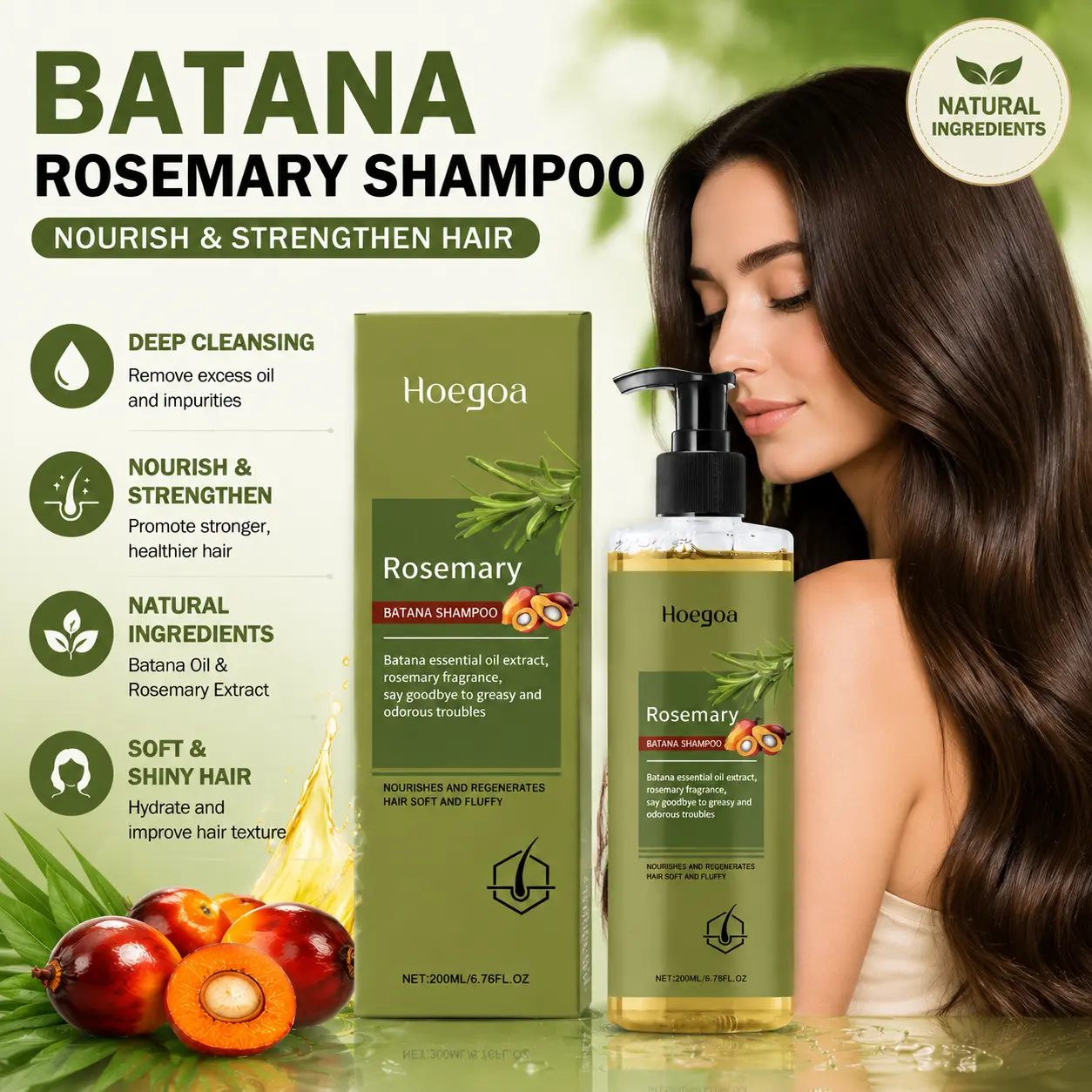 Organics Rosemary Mint Biotin Strengthening Shampoo, 6.7 Oz | Moisturizing Shampoo, with Biotin & Pure Rosemary Extract, Gentle Cleanse, Damage Care, Healthier-looking Hair