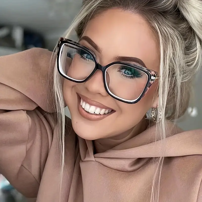 Women's Retro TR90 Flat-Frame Decorative Lens Glasses - Lightweight, Latest Trend Square, Female Wear, Casual Daily Fashion Eyewear Frames, Retro Look, Square Shape
