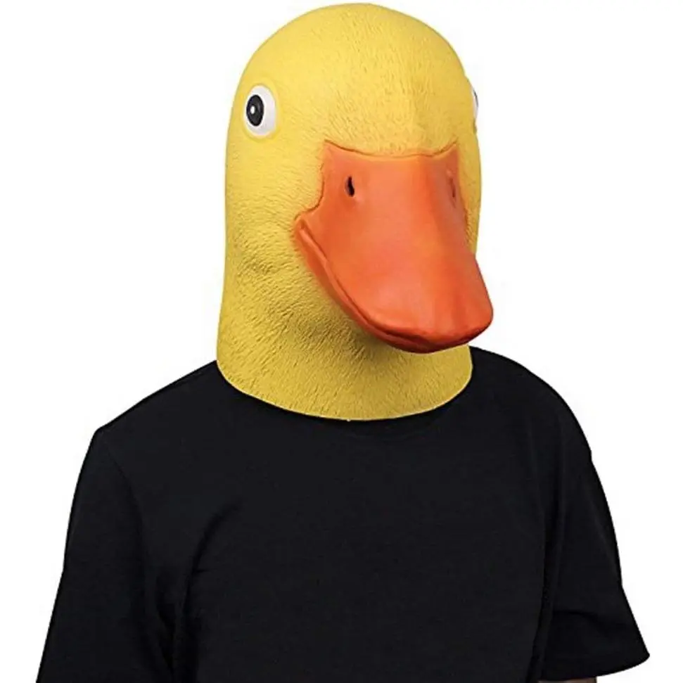 Deluxe Latex Duck Head Mask for Adults Halloween Animal Costume Novelty Duck Bill - YellowGift