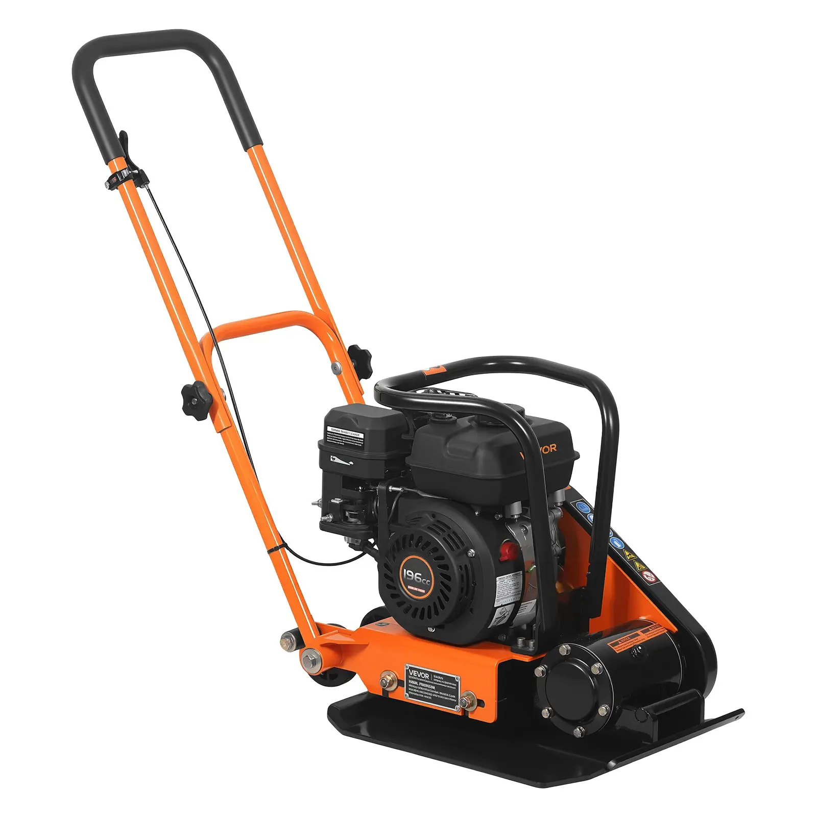 【DealsForYouDays】VEVOR Plate Compactor, 6.5 HP 196CC Gas Engine, 5600 VPM Vibrating Ground Rammer, 2360 lbs Compaction Force, 20.1x 15 in Plate, Walk Behind Compactor for Paver Landscaping, Asphalt, Foundation, Soil