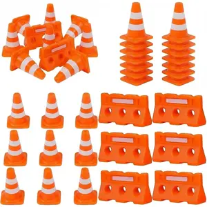 60/100 Pack 1 Inch Orange Mini Traffic Cones and Miniature Fence Barricade Signs. Perfect as Construction Party Favors, Training Scenarios, Sports Event Setupsfidget toys