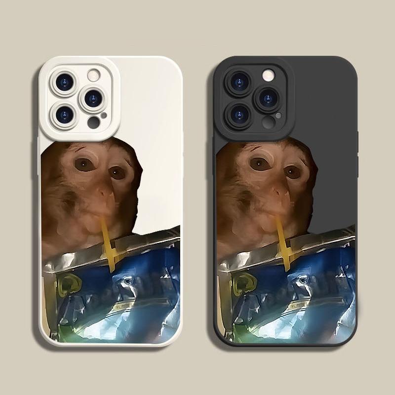 Cute Monkey Pattern Phone Case, TPU Soft Silicone, Full Protection Shockproof Compatible with iPhone 17 16 15 Pro Max 14 13 12 11 Plus Air Mini Funny Clown Pattern