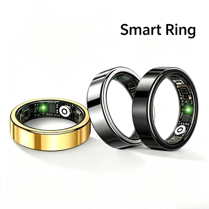 Wearable Smart Ring Tracker, Rechargeable & Long Battery Life Fitness & Activity Tracker with 24H Heart Rate Tracking, HRV, Blood Oxygen, Sleep Monitoring, Real-Time Data Sync to Phone, Gesture Control, Waterproof for Sports Wellness