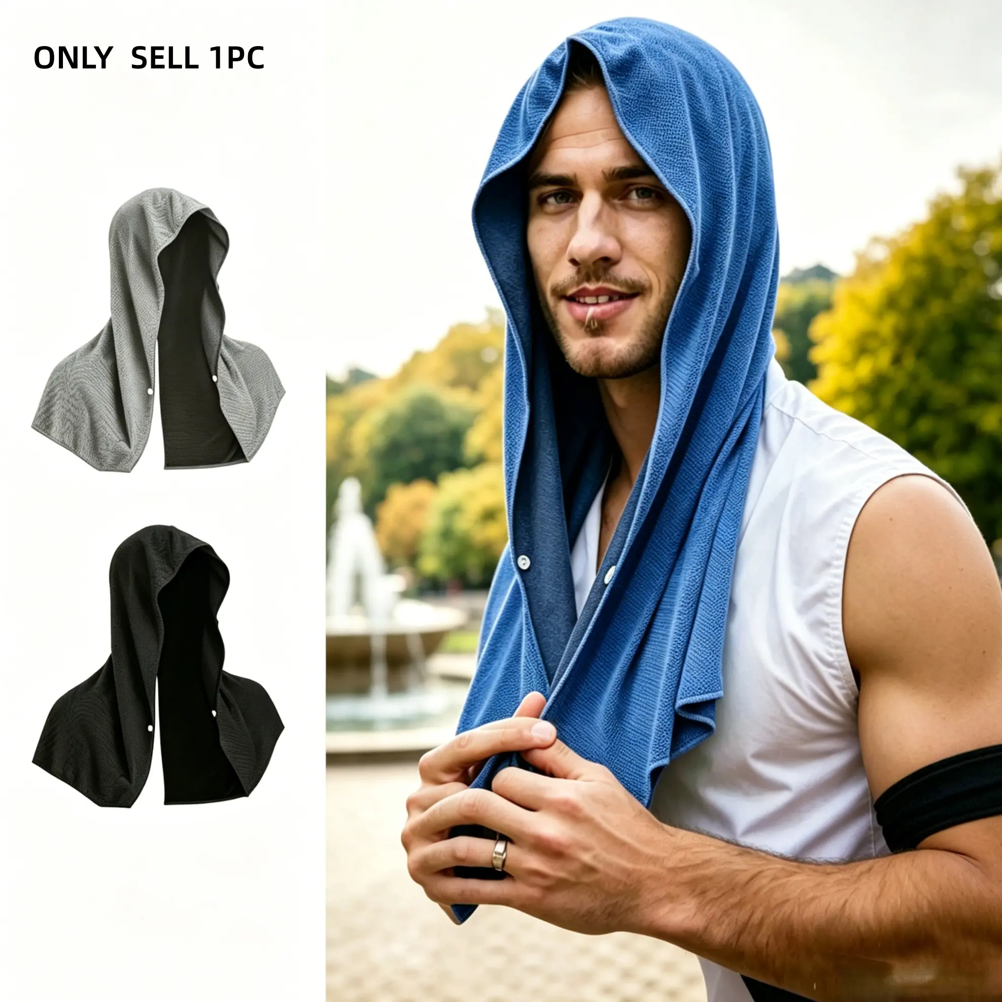 U-Shape Cold Sensation Hooded Towel, Beach Camping Gym Building Sunscreen Quick-Dry Sport Cool Towel Headscarf, Outdoor Activity Essential, Beach Sports Towel, Gym Towels, Multifunctional Towel, Workout Towel, Cooling Towels for Sports