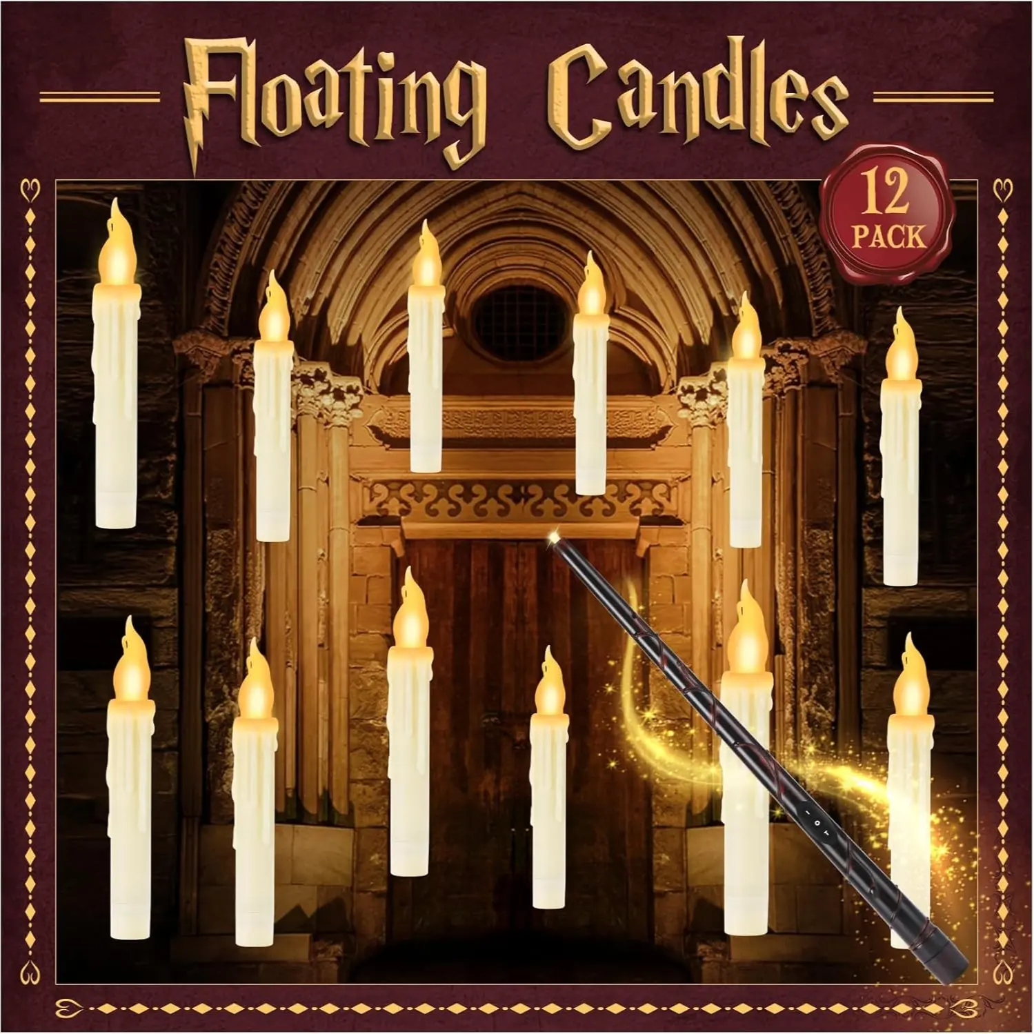 Floating Remote Control Wand Candle Set, Teardrop LED Candles, Halloween Decor, Smoke-Free Simulation, Party & Theme Setup, Indoor Decorative Light