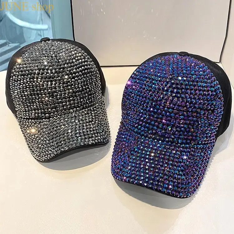 Women's Rhinestone Snapback Hat, Hip Hop Style Adjustable Baseball Cap for Casual Streetwear and Daily Commute, Female, One Size, Rhinestone Hats