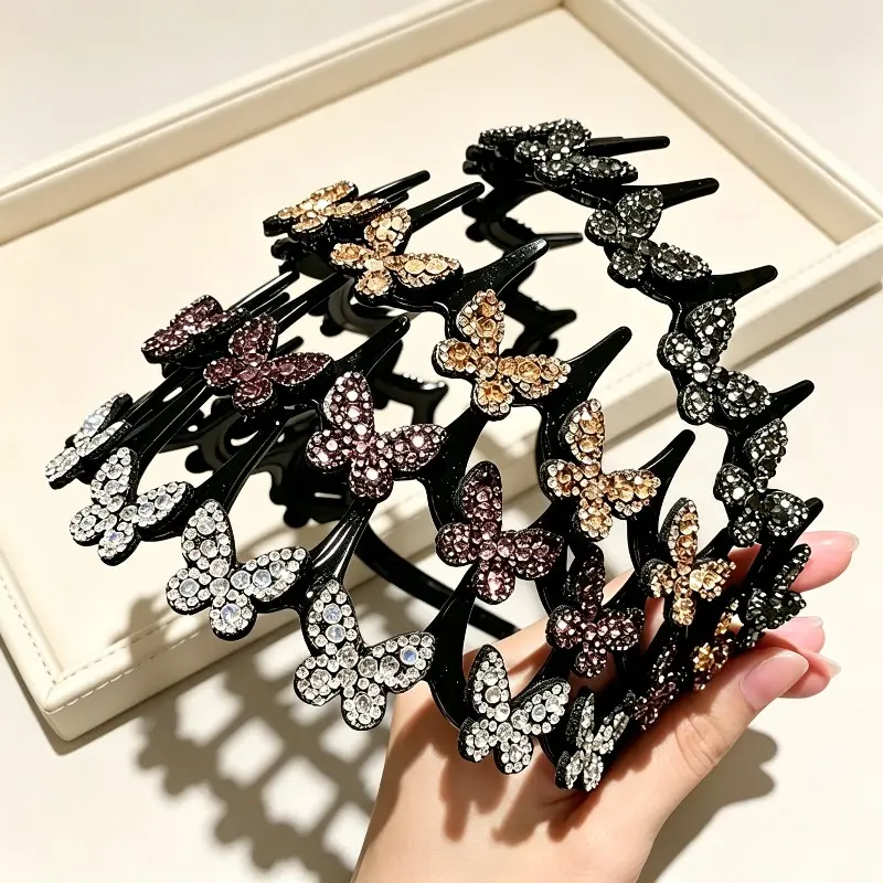 Crystal Butterfly Headband – Wavy Non-Slip Hair Accessories for Women Wedding & Party Style