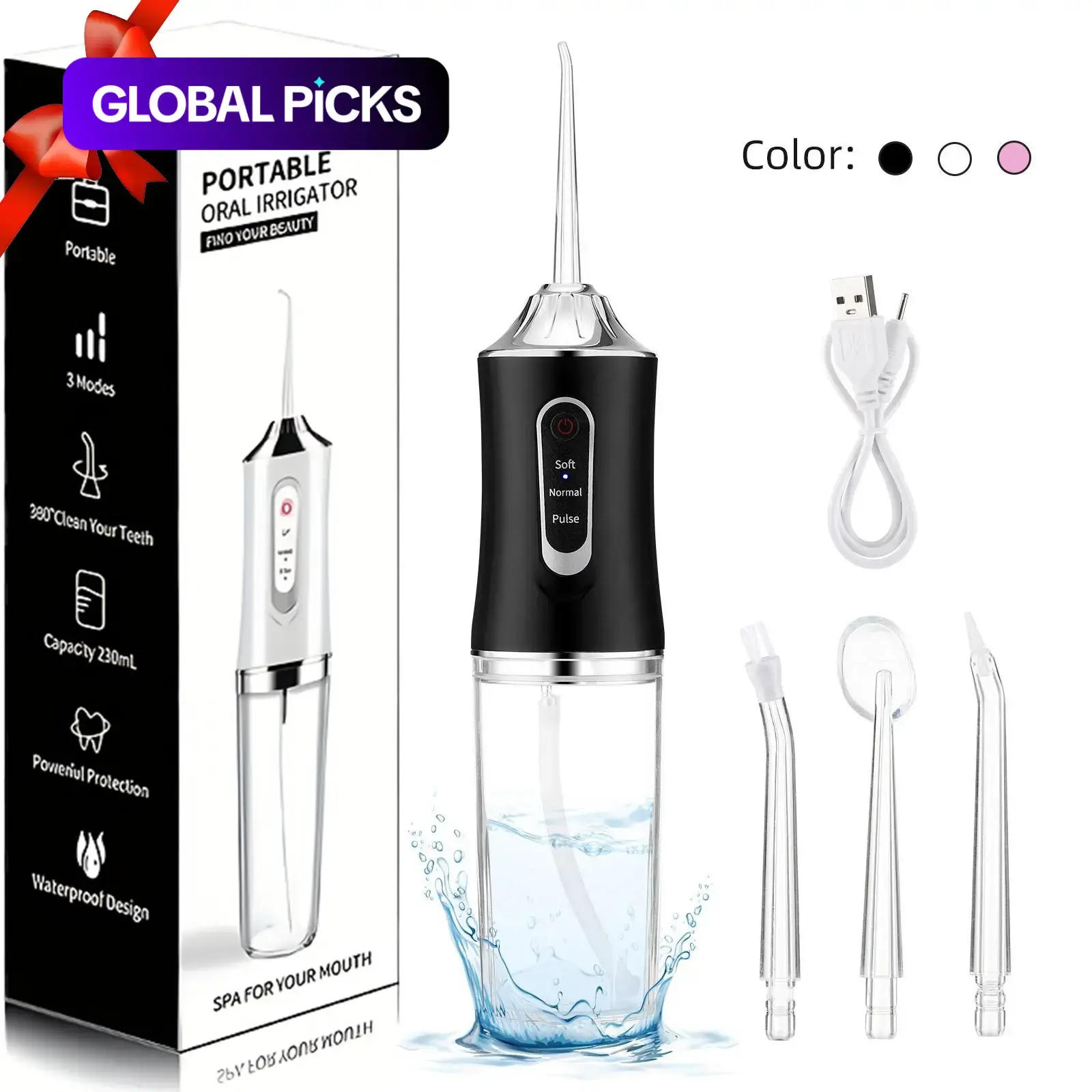 Electric Water Flosser Oral Irrigator, Portable Dental Care Device, Effective Plaque Removal, Easy to Use, Ideal for Home & Travel, Water Flosser Cordless