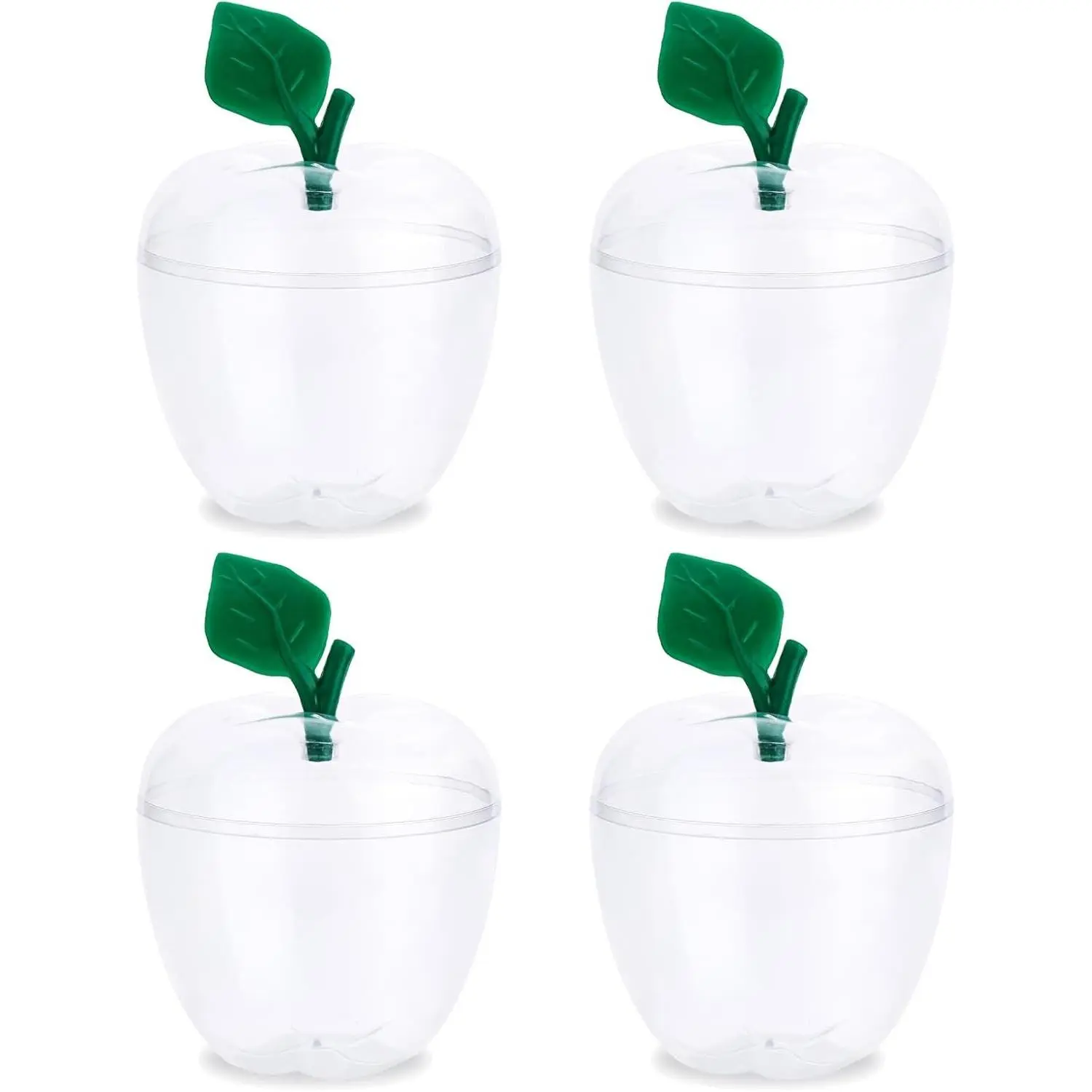 Large Clear Apple Shaped Containers 4 Pack, Plastic Candy Jars for Teacher Appreciation, Back to School, Classroom, Wedding Party Decorations & Mothers Day GiftsGift