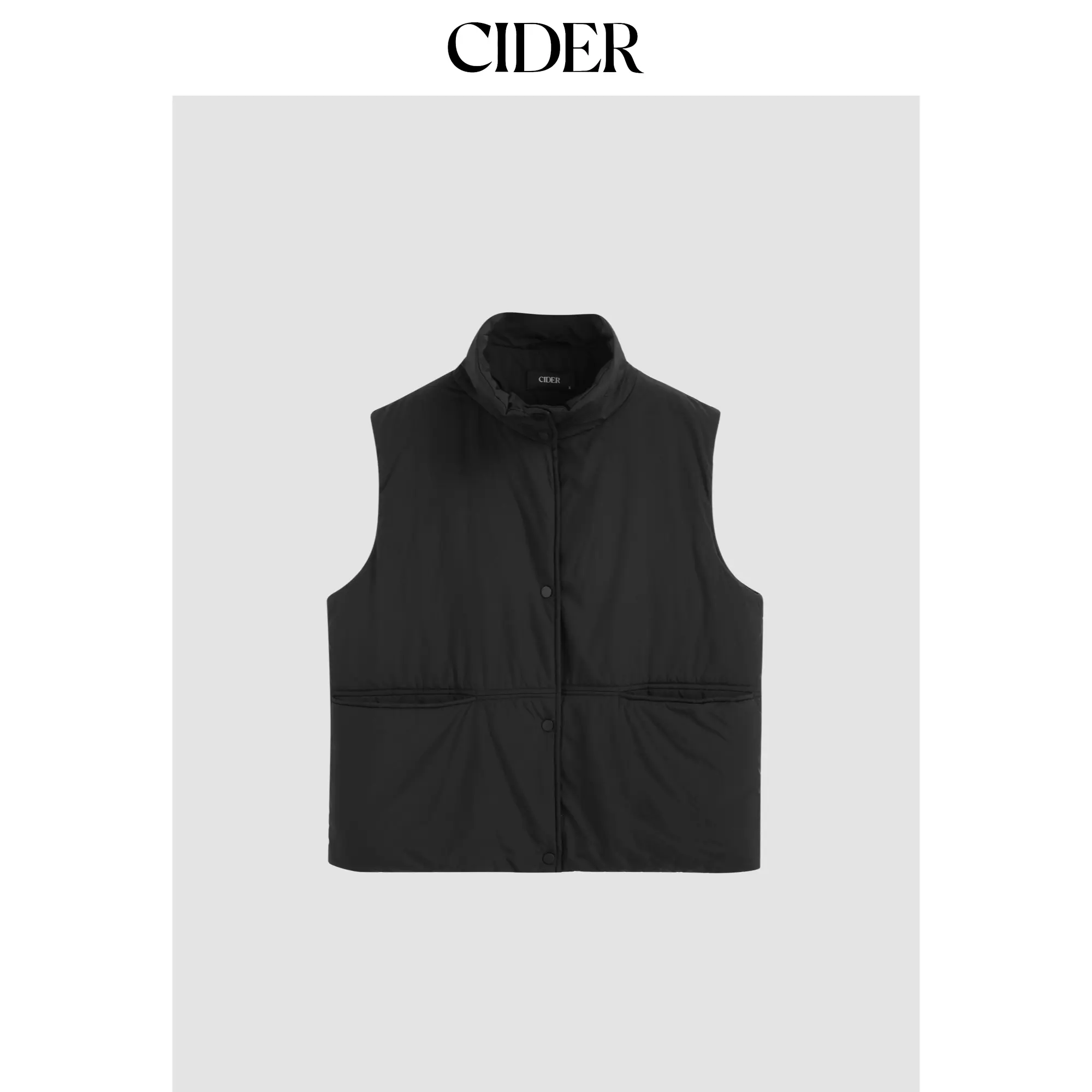 Cider [size 4-10] Collar Solid Pocket Puffer Vest SohoChic