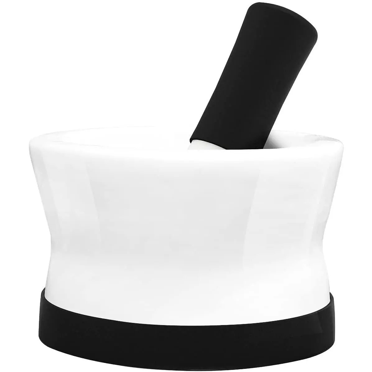 Large Mortar and Pestle Set - EZ-Grip  & Porcelain Mortar with Detachable Scratch Proof  Base -  for Guacamole Spices and  -  BREAKPROOF Bowl - Dishwasher Safe Molcajete