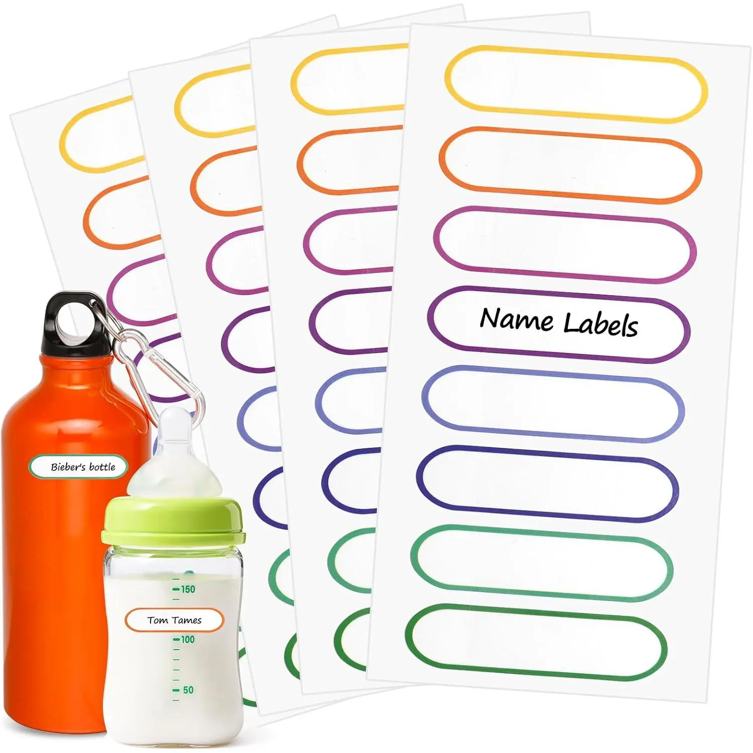 Self-Laminating Peel-and-Stick Name Labels, Dishwasher-Safe Washable Labeling Stickers for Personalize School Supplies & Bottles, 136 Pack, Self-Laminate
