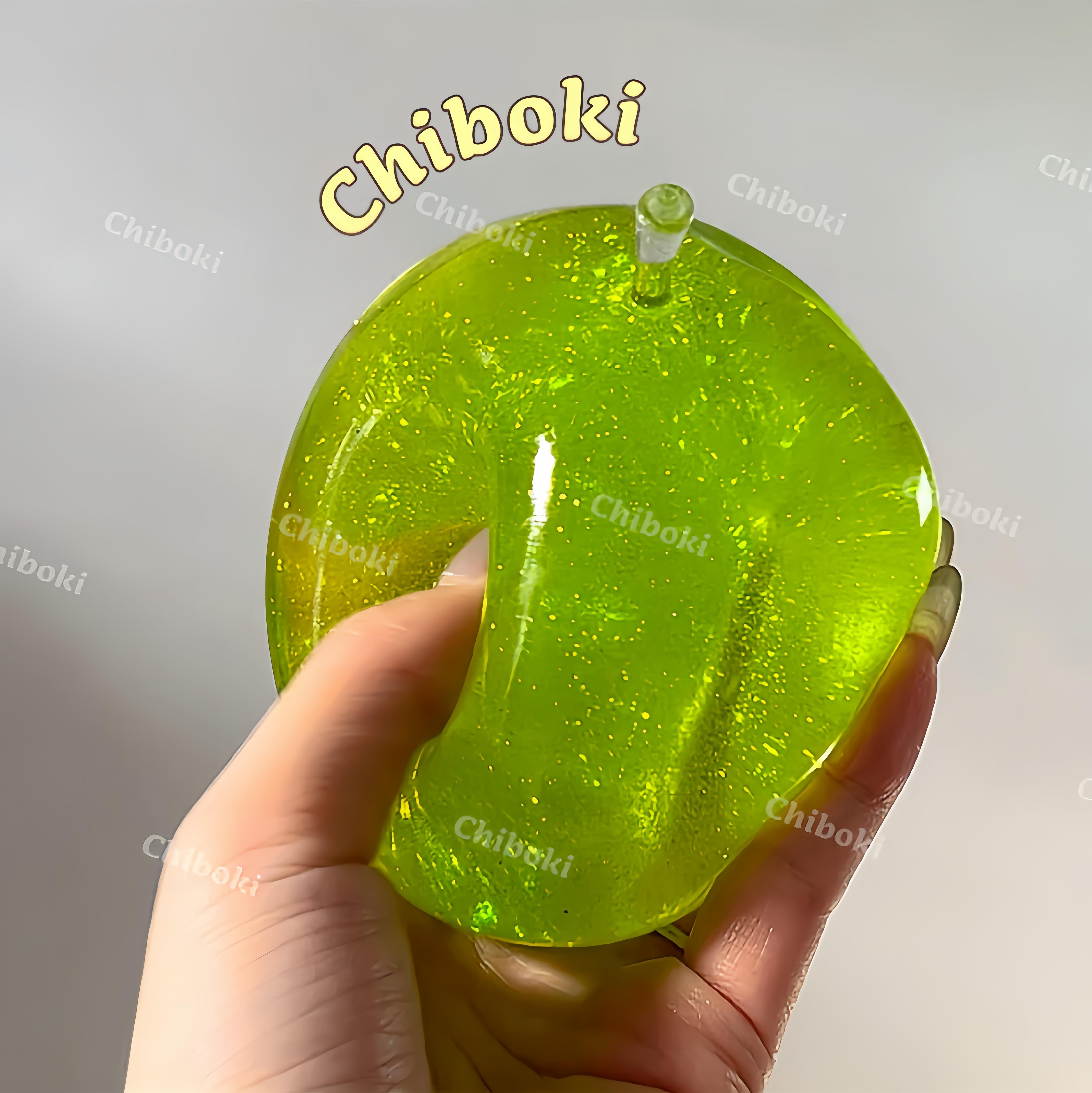 Glitter Green Apple Squishy - Moldable Non-Rebound Vaseline Fidget Toy| Sparkly Crystal Stress Ball