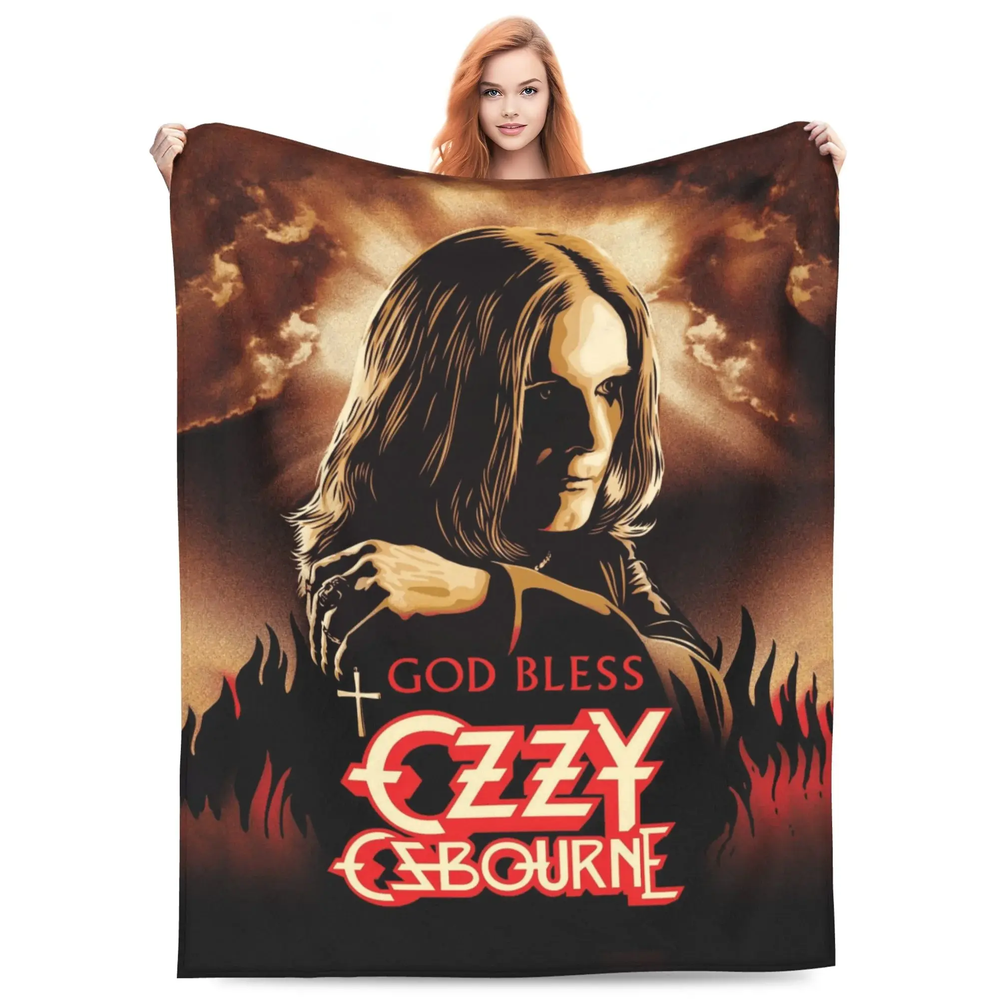 Ozzy Os-bourn themed printed plush blanket, soft and comfortable, suitable for all seasons, suitable for living room, office, sofa, travel
