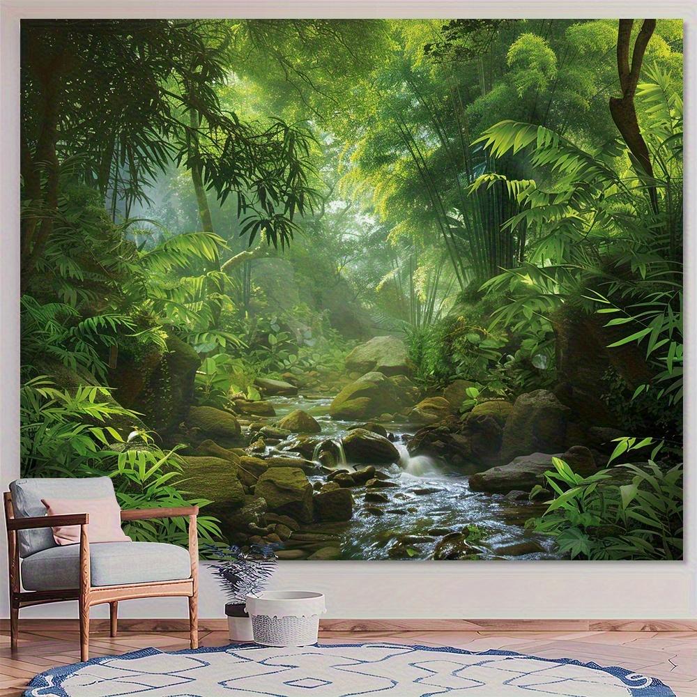 Polyester Natural Landscape Background-Dense Green Forest and Creek Banner, No Electricity Needed, Universal Seasonal Decoration for Indoor and Outdoor, Multi-Functional Use, Suitable for Party, Wedding, Photo Studio Props(Multiple Sizes Available), Party