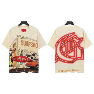 Godspeed Surfshop Skeleton Graphic T-Shirt – Unisex Oversized Vintage Cotton Tee, Hip Hop Streetwear Short Sleeve, Beach Summer Outfit, TikTok Trendy Casual Top