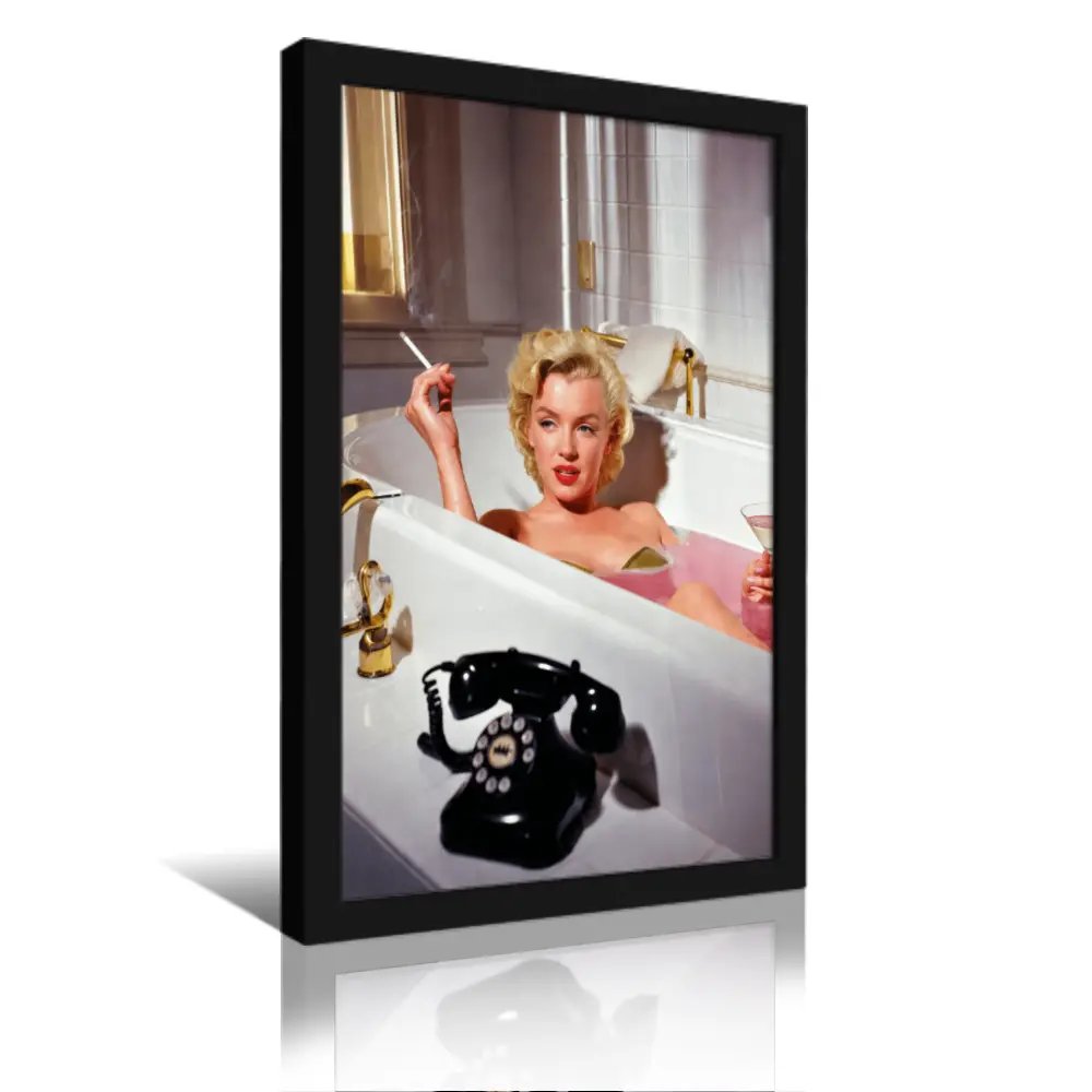 Marilyn Monroe Smoking Martini Retro Bathroom Print, Lightweight Wall Art - Feminist Bathroom Decoration, Glossy-Matte Modern Gift for Her, Christmas Gift Option, Gifts For Women, House Decor