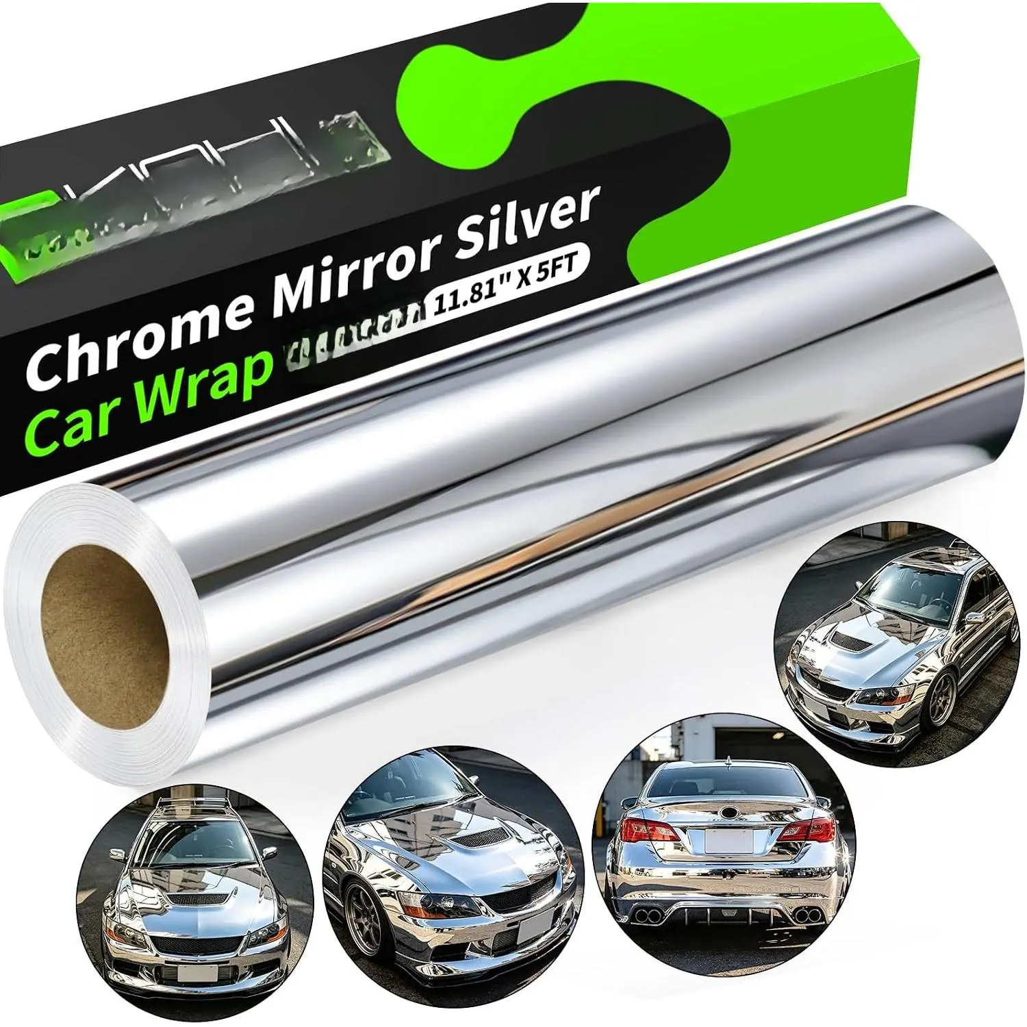 Wrap  11.81 Inches x 60 Inches Chrome Mirror  Self Adhesive Film DIY  Roll Air Release Technology