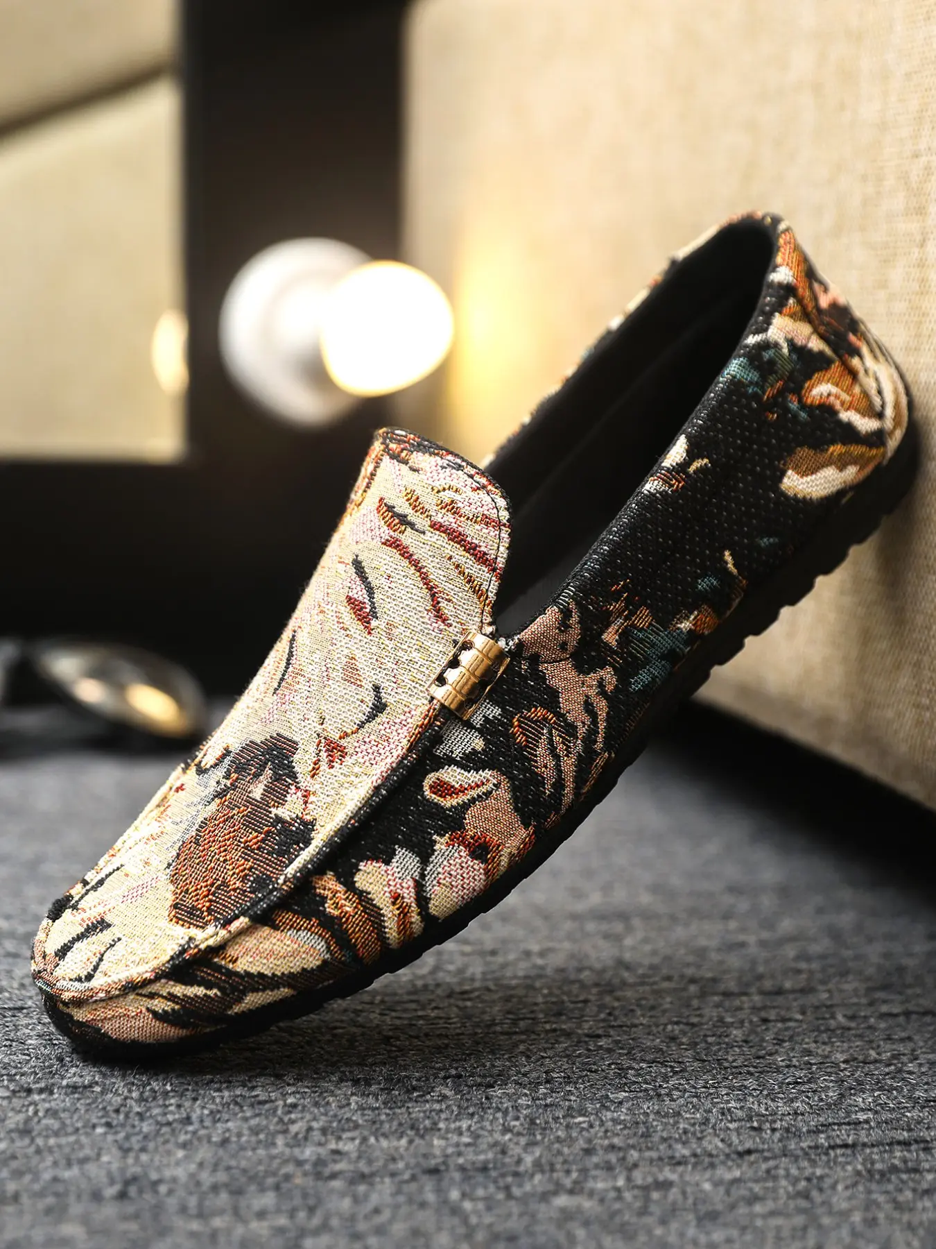 Men's Slip-On Flat Shoes, Casual Canvas Sneakers, Comfortable Lazy Man Shoes, Outdoor Sports Shoes, Printed Design, Daily Wear, Slip On Fashion, Slip On Convenience, Slip On Lightweight, Slip On Style