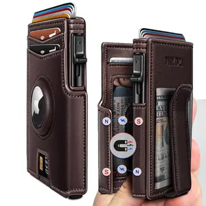 Ultra-thin bi-fold wallet - for men, featuring credit card holder, bill holder, ID card window, RFID shielding, genuine leather, black - minimalist design, ideal Father's Day gift.