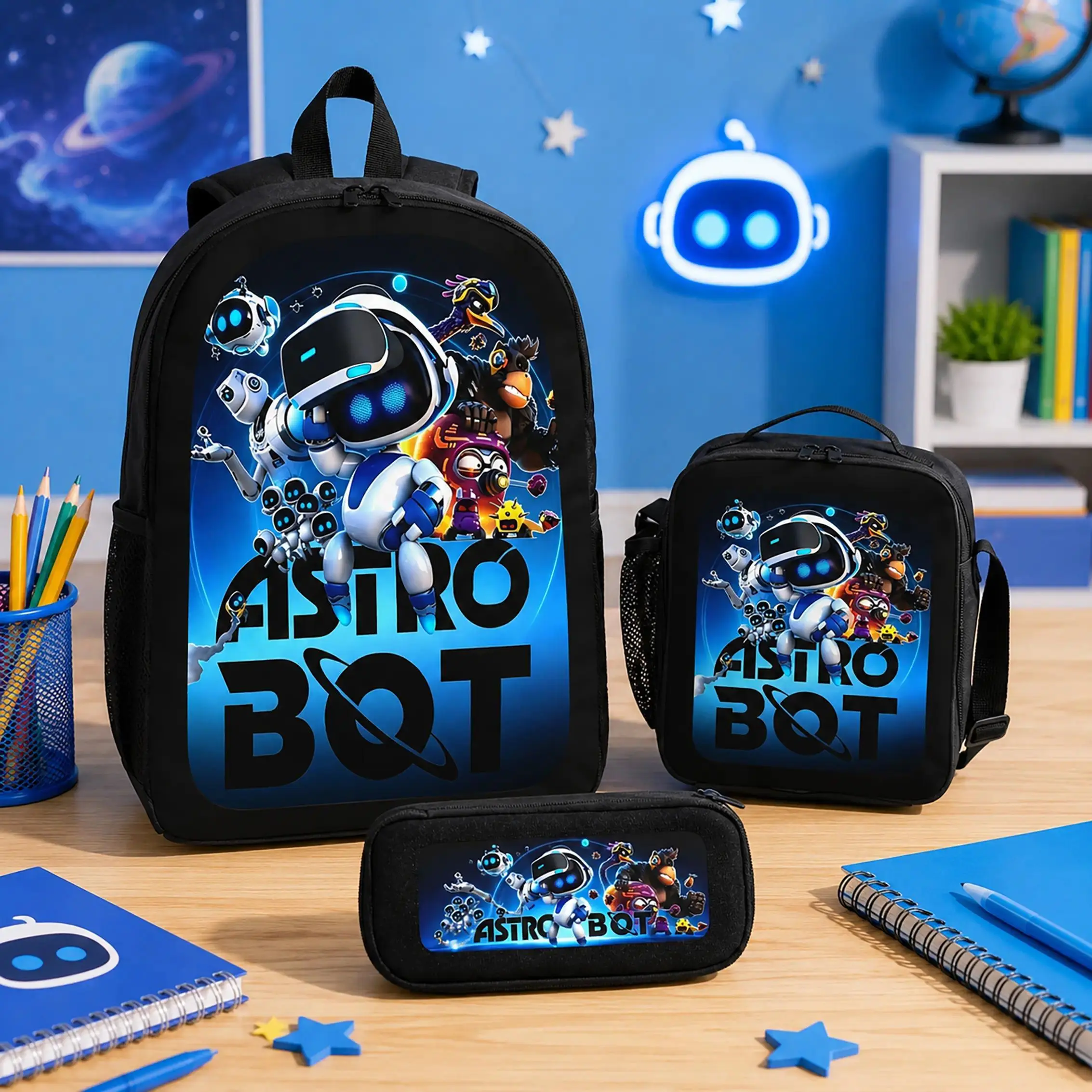 Roblox 3 Piece Backpack Set Pencil Case Lunch Bag Backpack Large Capacity Breathable Casual Backpack for School Backpacks for Women Men Travel Backpack Set Cartoon Anime Style School Bag Set