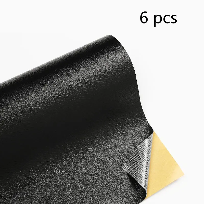6 pcs Artificial Leather Self-Adhesive Repair Kit, 20 x 30 cm, Black Waterproof Patch, Suitable for Sofas, Car Seats, Bags, etc.