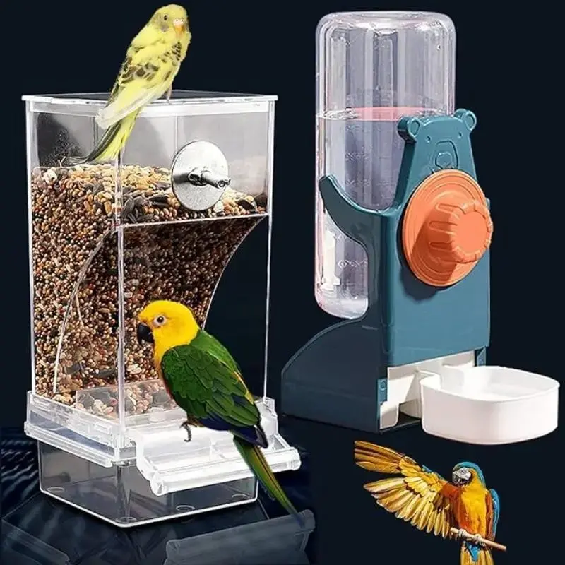 Automatic Bird Feeder and Waterer Combo, Bird Feeding Tool, Hanging Pet Accessories, Ideal for Parrots, Squirrels, Birds, Finches, Finch Feeders for Outside, Bird Feeders for Outdoors Hanging