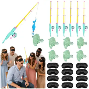 6 Set Funny Baby Shower Party Games for Guests, Fishing & Feeding Game Props with Blindfolds, Gender Reveal Party Supplies, Group Party Activities