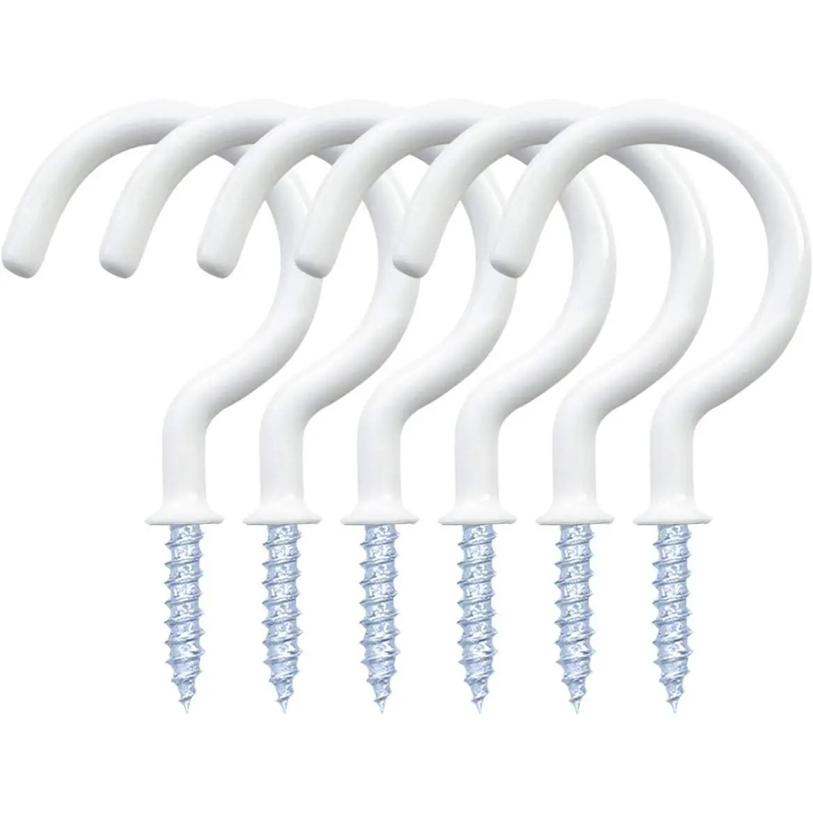 12-Pack 1.25-Inch White Vinyl Coated Screw-In Ceiling Hooks, Modern Home Decor Multi-Use Organiser for Indoor, Kitchen & Home Improvement Mounting