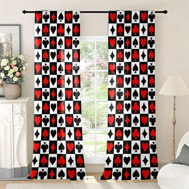 2pcs Floral Pattern Sheer Curtains, Polyester Semi-Transparent Privacy Drapes, Rod Pocket, Fade Resistant, Hand & for Bedroom