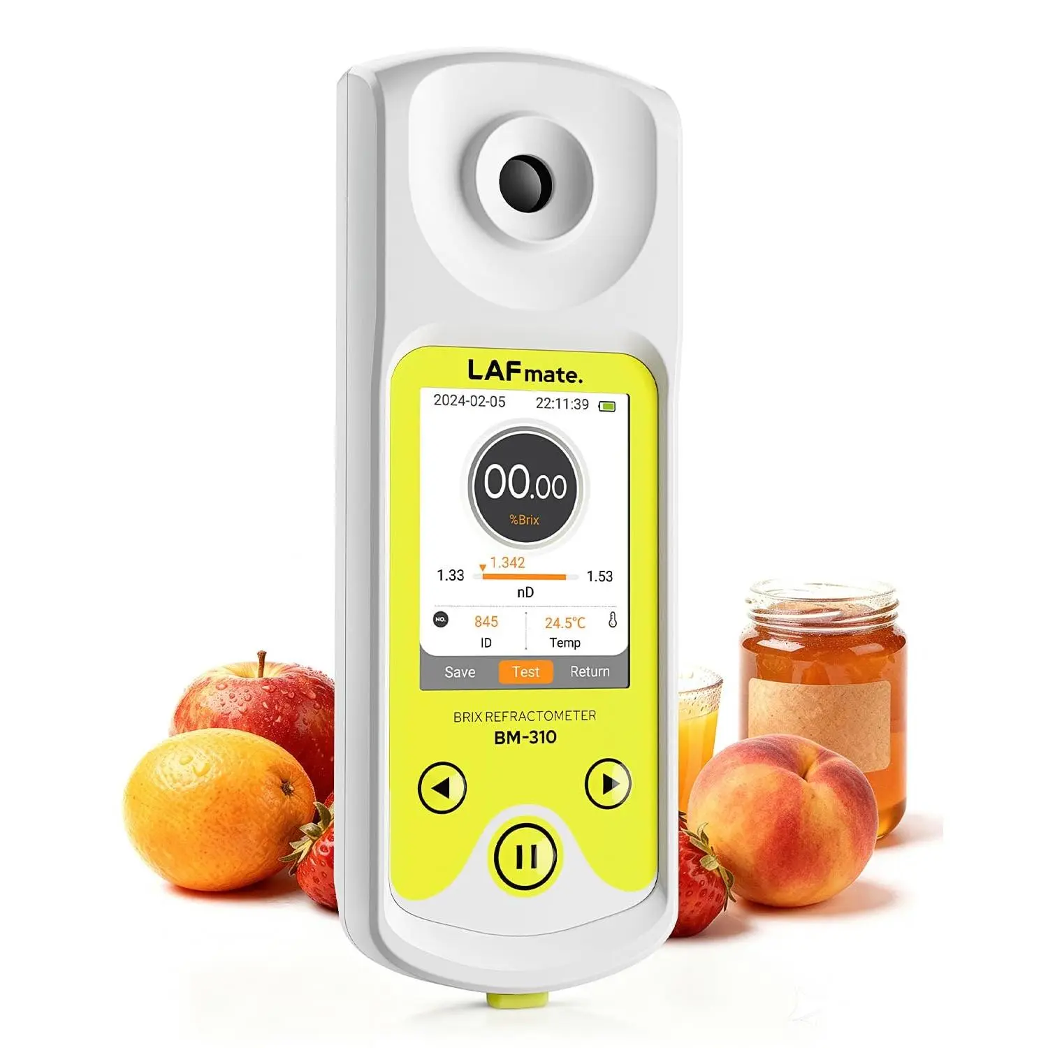 Portable Water Proof 3-in-1 Digital Refractometer with ATC, Rechargeable 0-95% Brix Meter for Wine Making, Beverage Testing