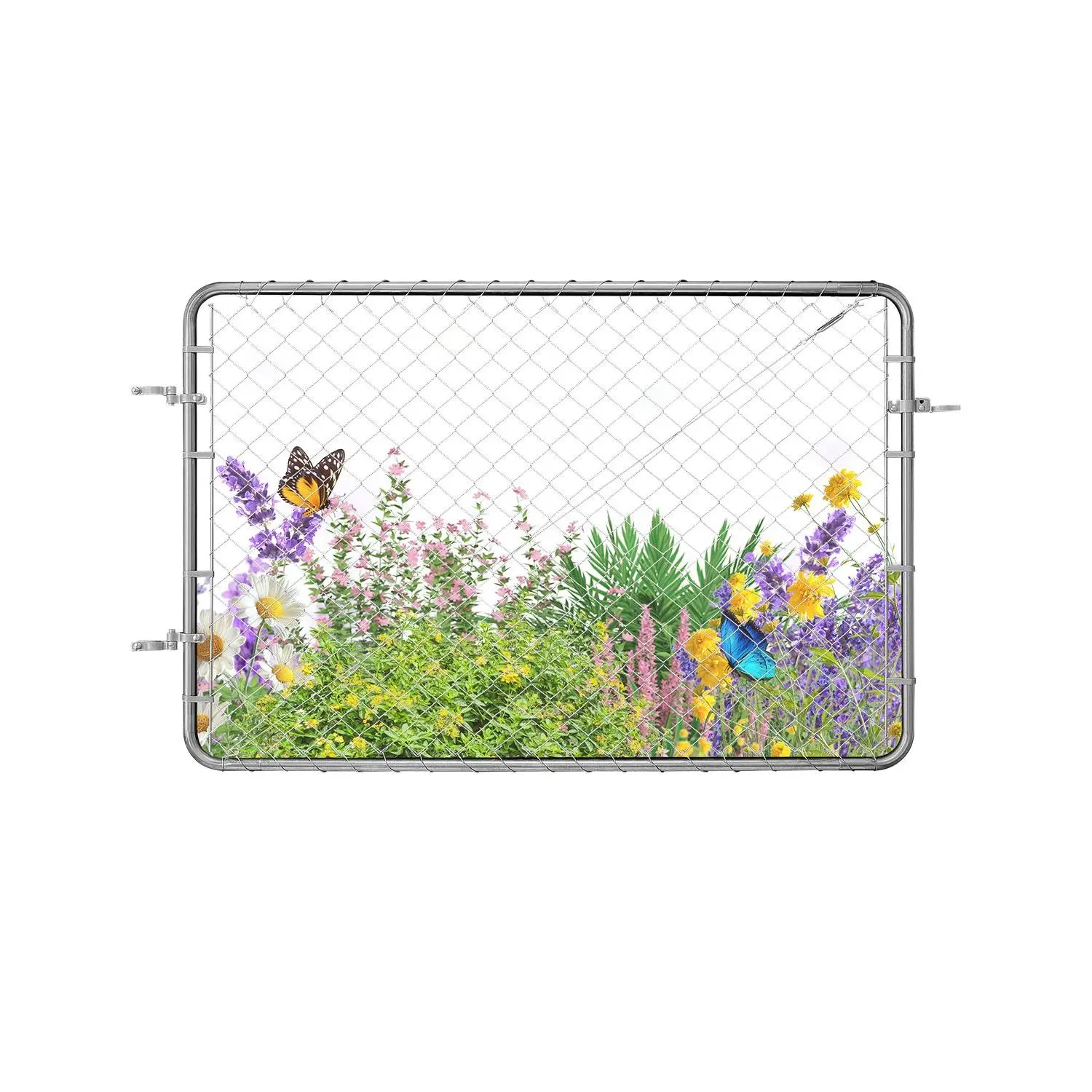 【DealsForYouDays】VEVOR Chain Link Fence Gate, 72x 48 in, Adjustable Chain Link Fence Panel, Fit 2.2-6 ft (W)x 6 ft (H) Garden Fence Gate Opening, Rust-Resistant Galvanized Fencing Gate for Farm, Posts Not Included