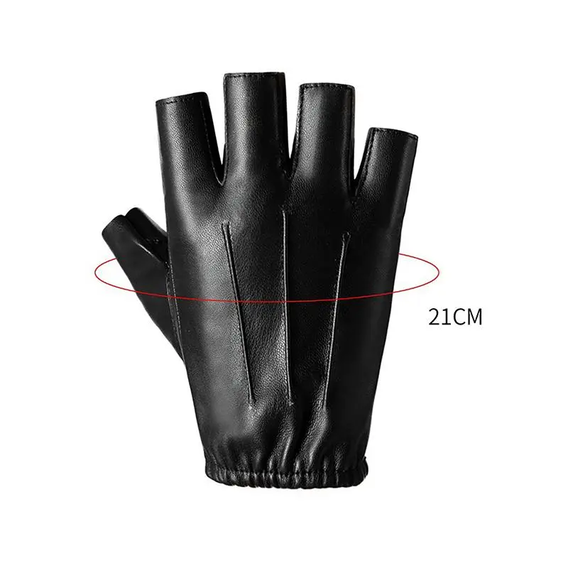 Fingerless Men Gloves PU Leather Motor Punk Gloves Male Mittens Black Half Finger Outdoor Tactical Mens Leather Driving Gloves