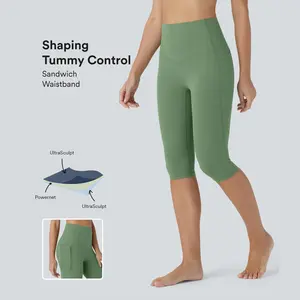 Halara UltraSculpt™ High Waisted Tummy Control Pedal Pusher Yoga Leggings with Pockets