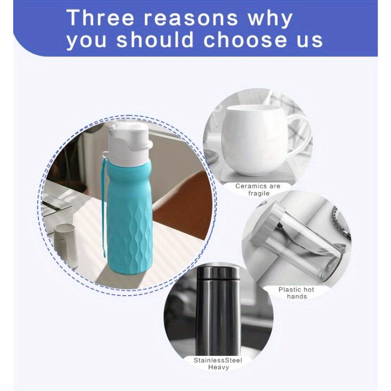 Shock-Resistant Foldable Water Bottle - Made from Food-Grade Silicone, Double Lock Leak-Proof for Gym And Hiking | Fits in Cup Holders & Complies with Airport Security