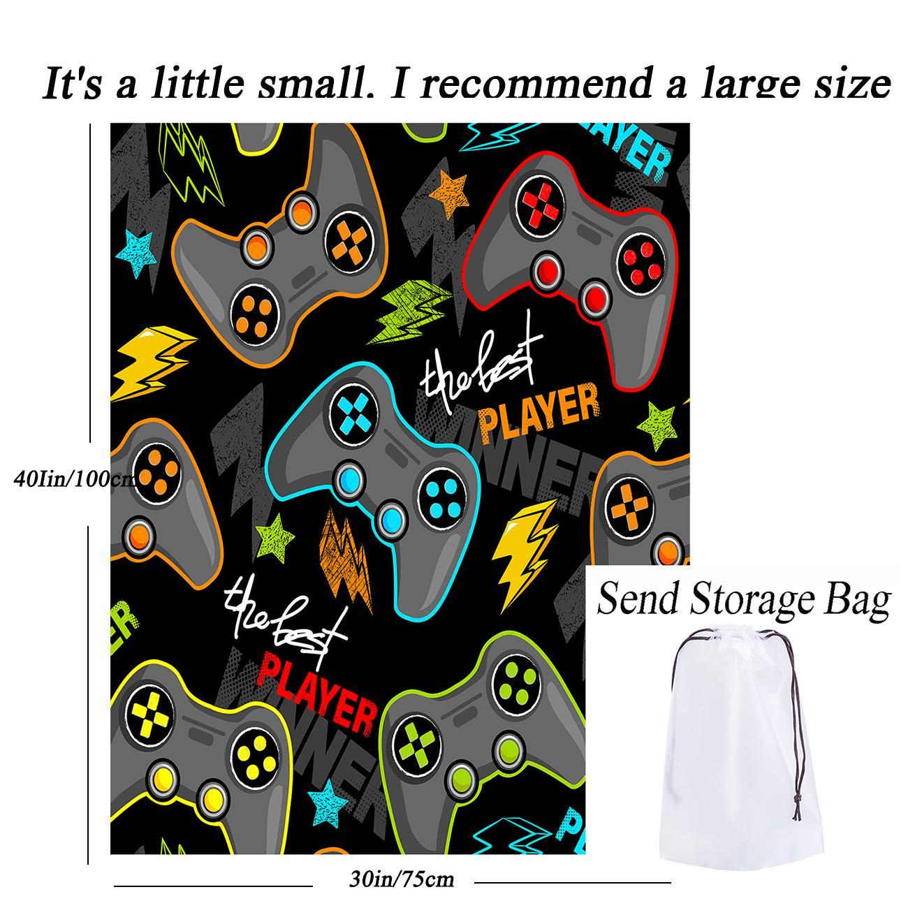 Gamepad Pattern Flannel with Storage Bag, 1 Count Soft Throw Blanket for Sofa, Bed, Couch, Warm & Comfortable Blanket for Home, Travel, Camping, Office, Flannel Throw Blankets