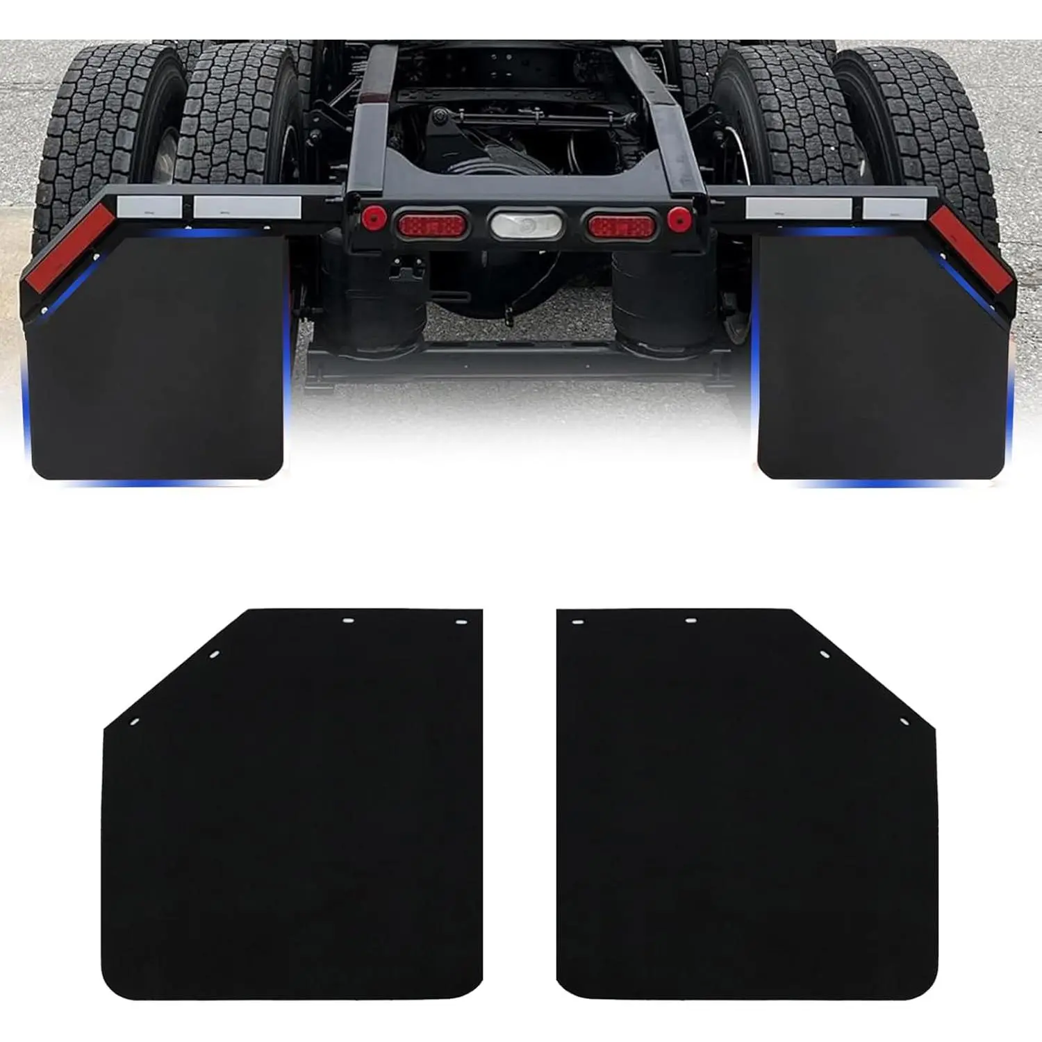 24 x 24Inch Heavy Duty TPE Polymer Rubber Mud Flaps for Semi Trucks Tractor Trailer Oversized Cut Corner Splash Guard