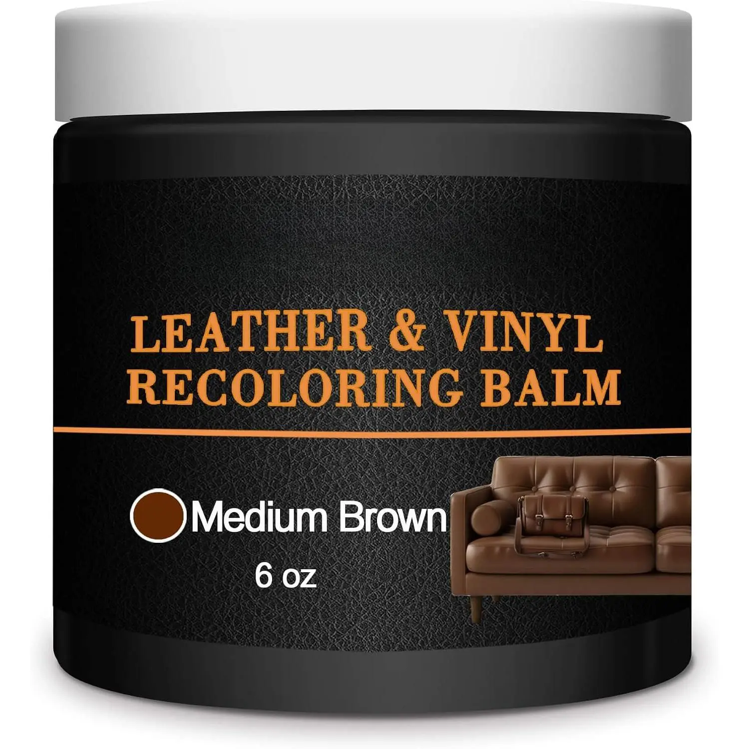Leather Recoloring Balm - Leather & Vinyl Repair Balm for Furniture, Couches, Seats, Auto Interior & Accessories, Restores Faded, Worn,  and Cracked Leather Surfaces (Medium Brown)
