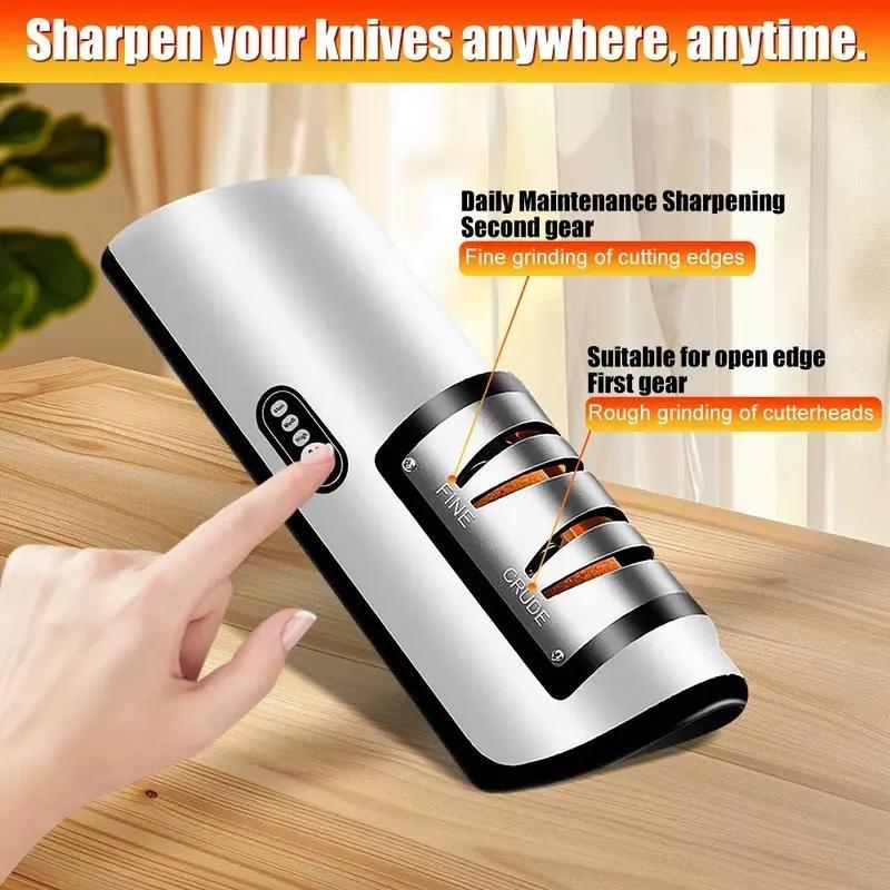 Professional Electric Knife Sharpener, 1 Count USB Rechargeable Kitchen Knives Sharpening, Household Knife Sharpener for Kitchen, Kitchen Gadgets