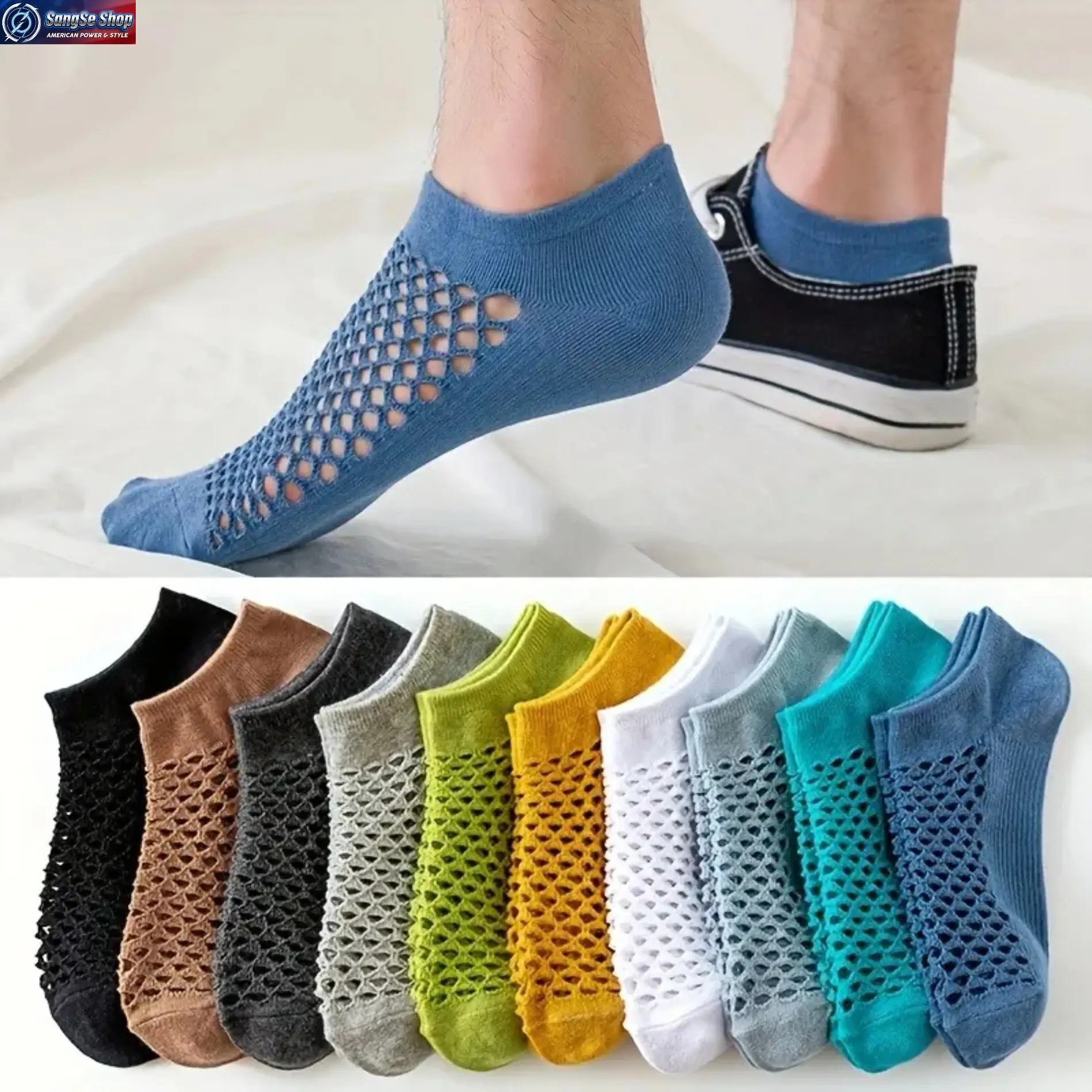 Viral Aesthetic Unisex 5-Pack Breathable Mesh Invisible Socks, No-Show Low Cut Athletic Cushion Socks, Anti-Slip Lightweight Sweat-Wicking Comfy Cotton Blend Footie Socks for Running, Gym Workout, Travel & Work From Home Daily Wear
